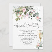 Eleganter Eukalyptus Blush Rose Brunch & Bubbly Einladung (Vorderseite)