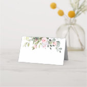Eleganter Eukalyptus Blush Rose Hochzeitstisch Platzkarte (Vorderseite)