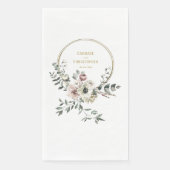 Eleganter Eukalyptus Blush White Floral Gold Rahme Serviette (Vorderseite)
