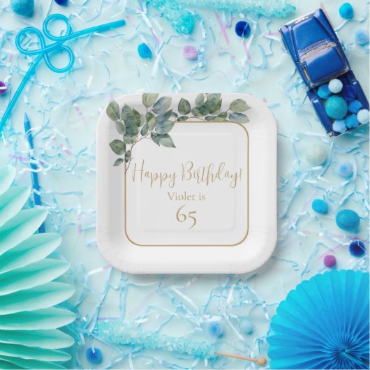 Eleganter eukalyptus botanischer Geburtstag Pappteller (Party)