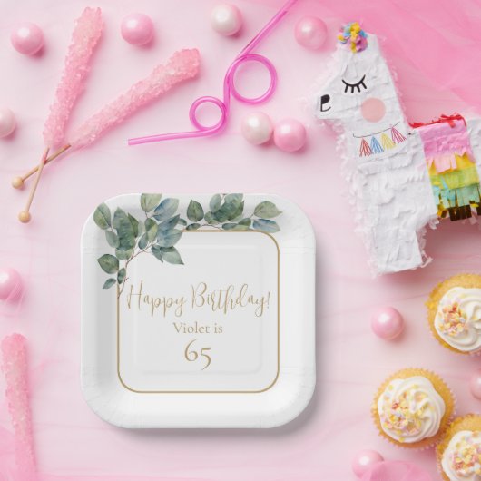 Eleganter eukalyptus botanischer Geburtstag Pappteller (Party)