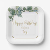 Eleganter eukalyptus botanischer Geburtstag Pappteller (Vorderseite)