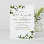 Eleganter Eukalyptus-Erinnerungsfeier des Lebens Einladung (Stehend Vorderseite)