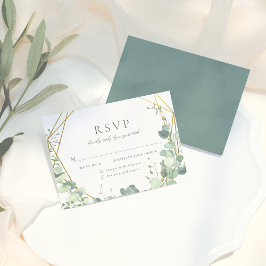 Eleganter Eukalyptus & Geometric Wedding RSVP