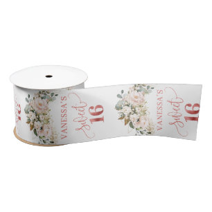 Eleganter Eukalyptus-Goldblume, Rose 16 . Geburtst Satinband