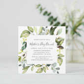 Eleganter Eukalyptus & Greenery Muttertag Brunch Einladung (Stehend Vorderseite)
