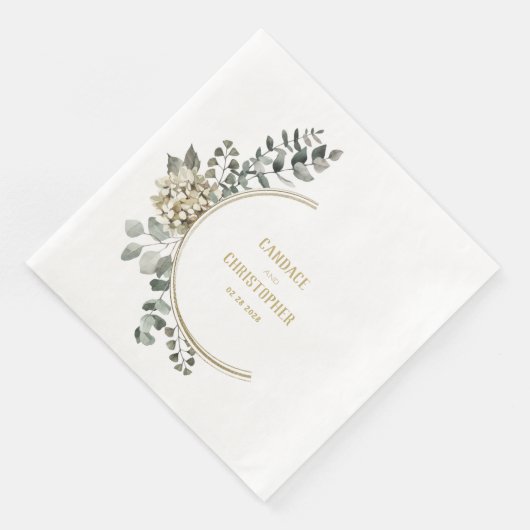 Eleganter Eukalyptus Halbwreath Gold Circle Frame Serviette (Ecke)