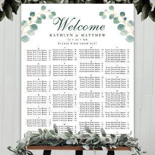 Eleganter Eukalyptus Hochzeit Alphabetisches Sitze Poster