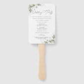 Eleganter Eukalyptus Hochzeitsprogramm Handfächer (Rückseite)