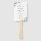 Eleganter Eukalyptus Hochzeitsprogramm Handfächer (Vorderseite)