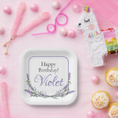 Eleganter Eukalyptus-Lavendel Geburtstag Pappteller (Party)