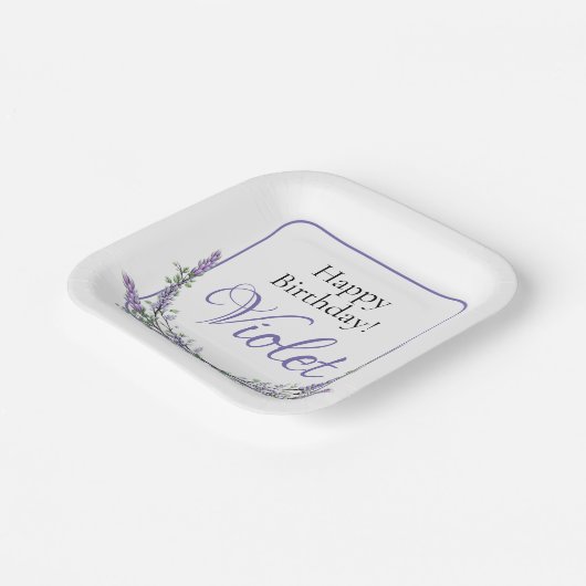 Eleganter Eukalyptus-Lavendel Geburtstag Pappteller (Gewinkelt)