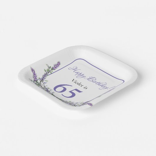 Eleganter Eukalyptus-Lavendel Geburtstag Pappteller (Gewinkelt)