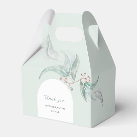 Eleganter Eukalyptus mit Blume Wasserfarbene Kunst Geschenkschachtel (Vorderseite)