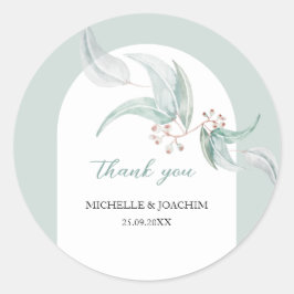 Eleganter Eukalyptus mit Blume Wasserfarbene Kunst Runder Aufkleber