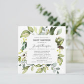Eleganter Eukalyptus mit Greenery Baby Shower Einladung (Stehend Vorderseite)