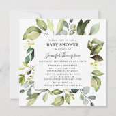 Eleganter Eukalyptus mit Greenery Baby Shower Einladung (Vorderseite)