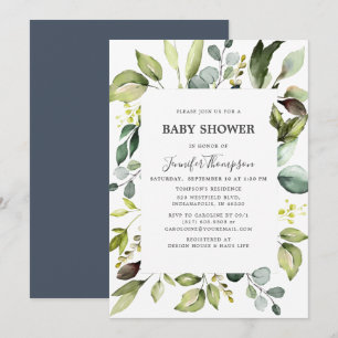Eleganter Eukalyptus mit Greenery Baby Shower Einladung