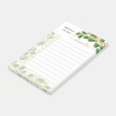 Eleganter Eukalyptus-Mit Monogramm Linde Post-it Klebezettel (angewinkelt)
