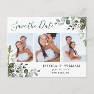 Eleganter Eukalyptus PHOTO Hochzeit Termin vormerk Postkarte