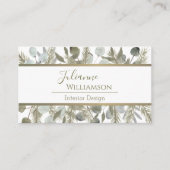 Eleganter Eukalyptus & Pine Sage & Gold QR Code Visitenkarte (Vorderseite)