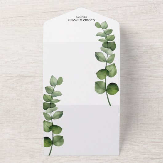 Eleganter Eukalyptus QR-Code All In One Einladung (Außenbereich)