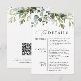Eleganter Eukalyptus QR-Code Botanische Hochzeit Begleitkarte