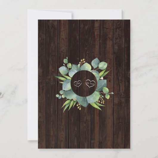 Eleganter Eukalyptus-Rahmen nach Abschluss der Hoc Einladung (Rückseite)