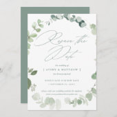 Eleganter Eukalyptus setzt die Hochzeit zurück Ankündigung (Vorne/Hinten)