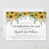 Eleganter Eukalyptus & Sonnenblumen Feier des Lebe Einladung (Vorderseite)