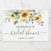 Eleganter Eukalyptus Sonnenblumen Rustikales Braut Schaumweinetikett (Einzelnes Label)