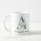 Eleganter Eukalyptus und benutzerdefinierte Rose I Kaffeetasse (Links)