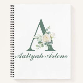 Eleganter Eukalyptus und benutzerdefinierte Rose I Notizblock