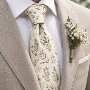Eleganter Eukalyptus und goldenes Rankgitter Botan Krawatte
