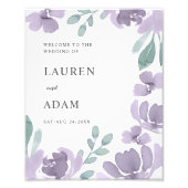 Eleganter Eukalyptus und Lila Blumenzeichen Fotodruck (Vorne)