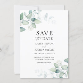 Eleganter Eukalyptus Watercolor Save the Date Einladung