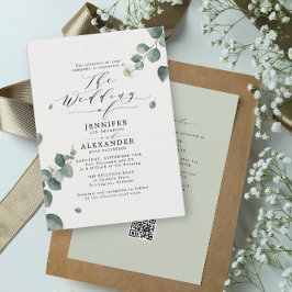Eleganter Eukalyptus Wedding All in einem UAWG QR- Einladung