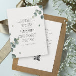 Eleganter Eukalyptus Wedding All in einem UAWG QR- Einladung<br><div class="desc">Die Blätter zeigen auf die Namen des Ehepaares in einer Kombination aus klassischer Serifentypografie und schicker Kalligrafie. Dieses Design ist ideal für eine rustikale, Herbst-, Winter-, Land- oder Outdoor Hochzeit. HILFT, IHNEN TONNEN GELD RETTEN, INDEM SIE DETAILS UND UAWG QR-CODE AUF DER RÜCKSEITE HINZUFÜGEN. Wenn Sie Hilfe, zusätzliche Farben oder...</div>