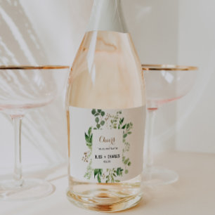 Eleganter Eukalyptus Wedding Sparkling Wine Labels Schaumweinetikett