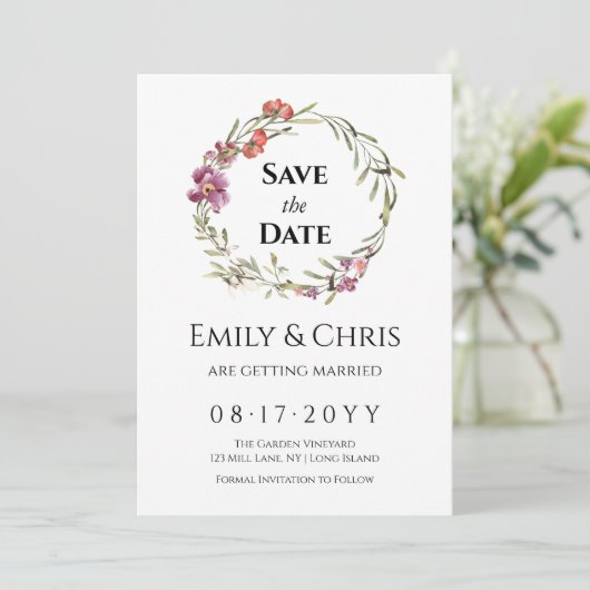Eleganter Eukalyptus Wedding speichert das Datum Save The Date (Stehend Vorderseite)