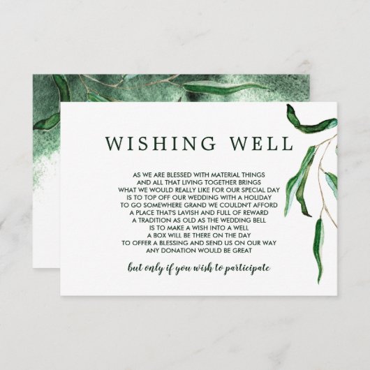 Eleganter Eukalyptus Wedding wünscht gute Beilage Einladung (Vorne/Hinten)