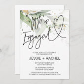 Eleganter Eukalyptus Wir sind Verlobte Engagement- Einladung (Vorne/Hinten)