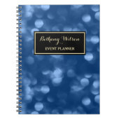 Eleganter Event-Planer bezauberndes blaues Luxe Notizblock (Vorderseite)