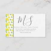 Eleganter Eventplaner floral Florist Lemon Muster Visitenkarte (Rückseite)