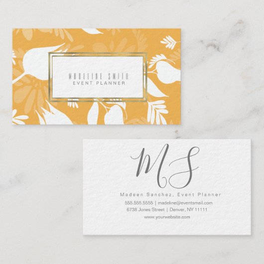 Eleganter Eventplaner Florist Tulips Visitenkarte (Vorne/Hinten)