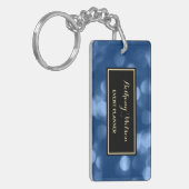 Eleganter Eventplaner Glamour Blue Luxe Bokeh Schlüsselanhänger (Vorderseite links)