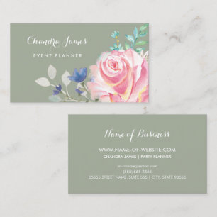 Eleganter Eventplaner mit schöner Rosenblumendekor Visitenkarte