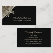 Eleganter Eventplaner Platinum Leopard Chic Bow Visitenkarte (Vorne/Hinten)