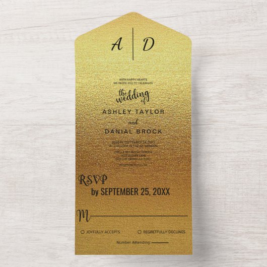 Eleganter, extravaganter, klassischer Glitzer All In One Einladung (Innen Boden)