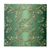 Eleganter Extravaganter Luxus Verziert Gold Green Fliese (Vorderseite)